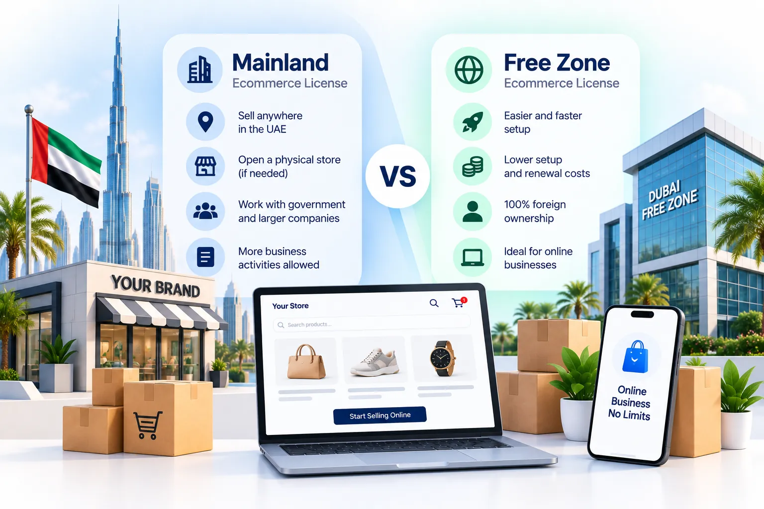 Mainland vs Free Zone for an Online Business